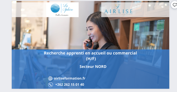 Apprenti chargé d'accueil ou commercial - La Réunion